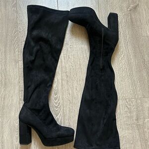 Mix No. 6 Black Suede Over-the-Knee Platform Boots – Size 7M